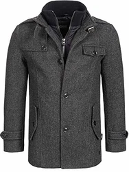 Indicode Herren Kurzmantel mit Stehkragen Brandon Black Mix