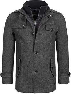 Indicode Herren Kurzmantel mit Stehkragen Brandon Black Mix