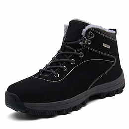 UBFEN Schneestiefel Herren Damen Warm Gefütterte Winterschuhe Winterstiefel Stiefeletten Winter Sports Outdoor Trekking Wander Stiefel Schuhe High Top Sneaker 43 EU Schwarz