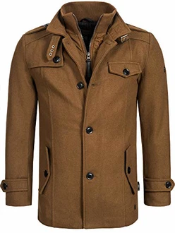 Indicode Herren Kurzmantel mit Stehkragen Brandon Camel