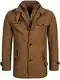 Indicode Herren Brandon Kurzmantel mit Stehkragen   Herrenmantel Wollmantel Mantel Männer Camel L