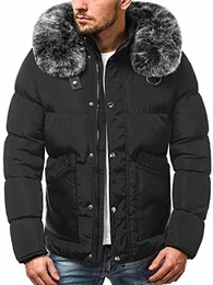 Herren Winterjacke Jacke Winter Farbvarianten Warm Bomberjacke Steppjacke Wintermantel Kunstfell Daunenjacke Leichte Outdoor Puffer Jacket Gepolstert 777/7693K DUNKELGRAU-Camouflage M