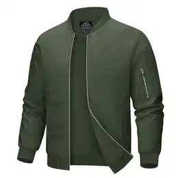 Sommerjacke Herren Bomberjacke Umlegekragen Übergangsjacke Männer Casual Freizeitjacke, Armeegrün, L