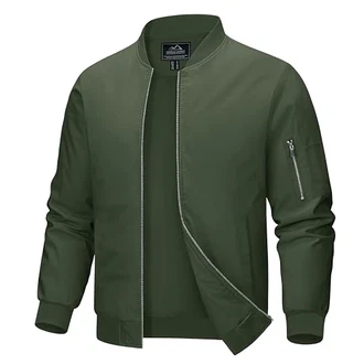 MAGCOMSEN Herren Pilotenjacke Übergangsjacke Fliegerjacke Armeegrün