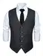 HISDERN Manner Schwarz formale Hochzeitsfeier Weste Baumwolle Plaid graues Kleid Anzug Weste