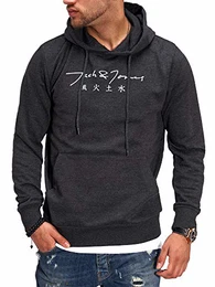 Herren Hoodie Kapuzenpullover mit Print Sweatshirt Hoody Pullover (XXL, Dark Grey Melange)