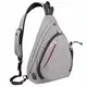 Leder Herrentaschen Brusttasche Schultertasche Sling Bag Crossbody Rucksack Mit USB Ladeanschluss Kopfhörer Loch Für Damen Herren Outdoor Sport Gym Wandern Radfahren (Grau)
