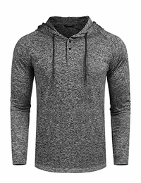 Kapuzenpullover Herren UV-Schutz Sweatshirt Dünner Hoodie Longsleeve Stretch Gym Running Shirt für Männer Grau M