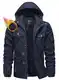 KEFITEVD Warme Winterjacken für Herren Sherpa Gefüttert Cargo Jacke Thermo Arbeitsjacke Winter Mantel Outdoorjacke Männer Dunkelblau M