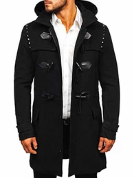 Herren Wintermantel Einreihiger Kurzmantel Winterjacke Stehkragen Reverskragen Wollmischung Elegant Business Warm Gefüttert X-Feel 88870 Schwarz M [4D4]