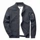 KEFITEVD Jacke Herren Übergangsjacke Leicht Herrenjacke Stehkragen Militär Jacke Kurz Sommer Herbstjacke Armee Jacke Freizeit Motorradjacke Dunkelgrau M (Etikett: L)