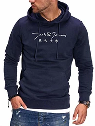 Herren Hoodie Kapuzenpullover mit Print Sweatshirt Hoody Pullover (M, Total Eclipse)