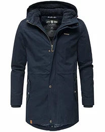 Herren Winterjacke Parka Jacke warm lang Kapuze B662 [B662-Manak-Navy-Gr.XXL]