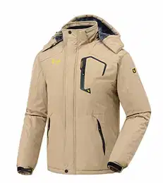 Jacken Herren Fleece-Futter Winterjacke Wasserdicht Atmungsaktiv Verdickt Warm Winddicht Softshelljacke Outdoor Funktionsjacke Khaki M