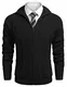 MAXMODA Grobstrick Jacke Herren Schwarz Strickjacke mit Reissverschluss Männer Pullover Stehkragen Winter Cardigan Slim Fit m