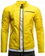 Crone Vego Herren Eco-Lederjacke Cleane Leichte Basic Jacke Vegan (M, Neon Gelb Washed (Ecoleder))