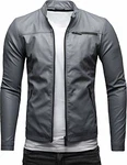 Crone Vego Herren Eco-Lederjacke Cleane Leichte Basic Jacke Vegan Silbergrau