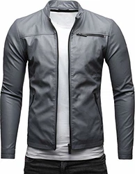Crone Vego Herren Eco-Lederjacke Cleane Leichte Basic Jacke Vegan Silbergrau
