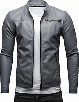 Crone Vego Herren Eco-Lederjacke Cleane Leichte Basic Jacke Vegan Silbergrau Crone Vego Herren Eco-Lederjacke Cleane Leichte Basic Jacke Vegan Silbergrau