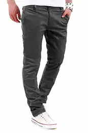 . Herren Basic Chino Jeans-Hose Stretch Regular Slim-Fit 80-0310,Dunkelgrau,32W / 32L