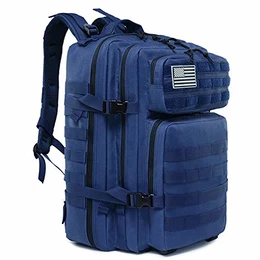 Militär Rucksack Herren Damen, 45L Großer Outdoor Taktischer Wasserdicht Molle Rucksäcke für Camping Trekking Wandern Angel Reise Arbeit - Blau
