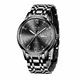LIGE Uhren Herren Mode Edelstahl Wasserdicht Analoger Quarzuhr Auto-Kalender Geschäft Kleid Armbanduhr Maenner (Steel Black)