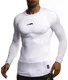 Leif Nelson Gym Herren Fitness Shirt Langarm Sportshirt Slim Fit Männer Bodybuilder Trainingsshirt Herren Sport Sweatshirt - Bekleidung für Bodybuilding Training LN8327 Weiß-Schwaz Medium