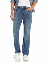 Herren Bootcut-Stretchjeans, Gerade Geschnitten, Mittelblau Vintage, 35W / 34L