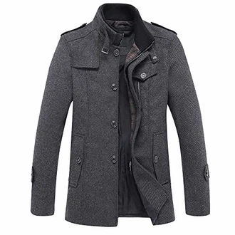YOUTHUP Herren Wintermantel mit Stehkragen Grau YOUTHUP Herren Wintermantel mit Stehkragen Grau