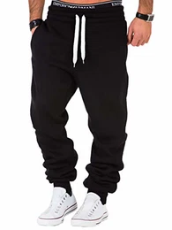 Herren Sporthose Jogger Jogginghose Sweatpants Trainingshose R0704 Schwarz/Weiß M