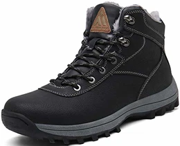Herren Winterschuhe Warm Gefüttert Schneestiefel Winter Outdoor rutschfest Wasserdicht Winterstiefel Kurzschaft Stiefel Klassische Boots Trekking Wanderschuhe,New Schwarz 43 EU