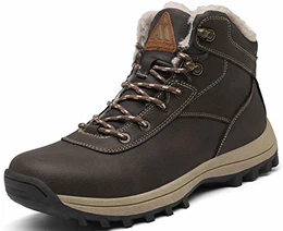 Herren Winterschuhe Warm Gefüttert Schneestiefel Winter Outdoor rutschfest Wasserdicht Winterstiefel Kurzschaft Stiefel Klassische Boots Trekking Wanderschuhe,New Braun 43 EU