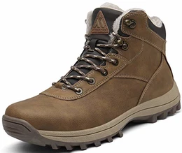 Herren Winterschuhe Warm Gefüttert Schneestiefel Winter Outdoor rutschfest Wasserdicht Winterstiefel Kurzschaft Stiefel Klassische Boots Trekking Wanderschuhe,New Gelb 43 EU
