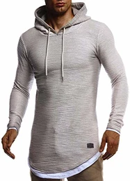 Herren Kapuzenpullover Slim Fit Baumwolle-Anteil Moderner weißer Herren Hoodie-Sweatshirt-Pulli Langarm Herren schwarzer Pullover-Shirt mit Kapuze LN8120D. Grau Medium