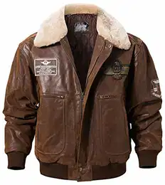 Echtes Lederjacke Herren Luftwaffe Bomber (Braun, M)
