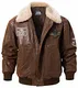 FLAVOR Echtes Lederjacke Herren Luftwaffe Bomber (Braun, M)