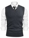 iClosam Herren Pullunder V-Ausschnitt Comfort Fit Strickweste Dunkelgrau