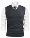 iClosam Herren Pullunder V-Ausschnitt Comfort Fit Baumwoll Strickweste (Dunkelgrau-2), M