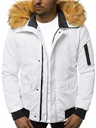Herren Winterjacke Jacke Winter Farbvarianten Warm Bomberjacke Steppjacke Wintermantel Kunstfell Daunenjacke Leichte Outdoor Puffer Jacket Gepolstert 777/7693K WEIẞ M