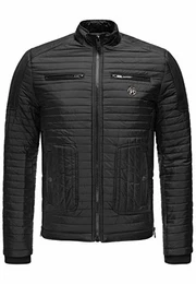 Herren Jacke Steppjacke Winterjacke Kunstleder Marlon Quilted Schwarz M