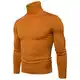 CELANDA Herren Strickpullover Stehkragen Turtleneck Sweater Slim Fit Rollkragen Pullover Warme Strickpullover Gelb Größe:M/Etikettengröße:L