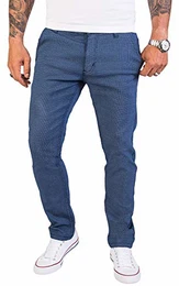Herren Chino Hose Slim Fit Business Hosen Chinohose Stoffhose Chinos Hosen für Männer Casual Elegante Hose RC-2154 Blau W32 L32