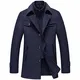 Allthemen Mantel Herren Wollmantel Kurz Slim Fit Warm Wintermantel mit Stehkragen Winter Jacke Kurzmantel Business Dunkelblau Medium