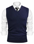 iClosam Herren Pullunder V-Ausschnitt Comfort Fit Strickweste Dunkelblau