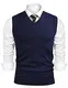 iClosam Herren Pullunder V-Ausschnitt Comfort Fit Baumwoll Strickweste (Dunkelblau-2, M)