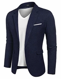 Men''''s Blazer Slim Fit Jacket with Front Pocket Sporty Jacket Leisure Suit - Navy Blau - Medium