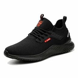 Sicherheitsschuhe Herren S3 Sportlich Leicht Arbeitsschuhe Damen Atmungsaktiv Stahlkappe Sneaker, schwarz, 43