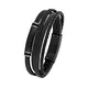 s.Oliver Armband für Herren, Gravierbar, Leder / Edelstahl, IP Schwarz, Länge: 20-21,5 cm