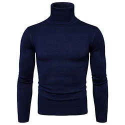 CELANDA Herren Strickpullover Stehkragen Turtleneck Sweater Slim Fit Rollkragen Pullover Warme Strickpullover Blau