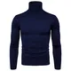 CELANDA Herren Strickpullover Stehkragen Turtleneck Sweater Slim Fit Rollkragen Pullover Warme Strickpullover Blau Größe:S/Etikettengröße:M